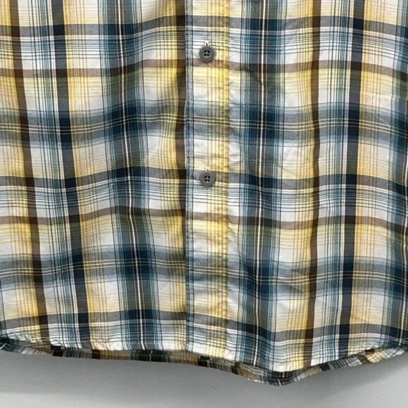 Marmot Plaid Short Sleeve Button Up Shirt Men’s L Yellow‎ Blue - Picture 7 of 10